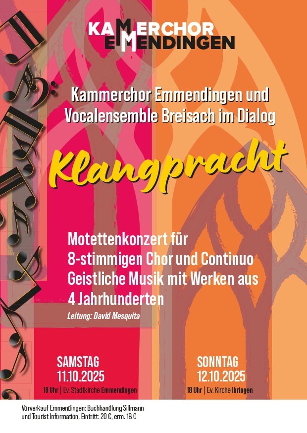 Klangpracht - Kammerchor Emmendingen und Vocalensemble Breisach im Dialog- Plakat 2025-05